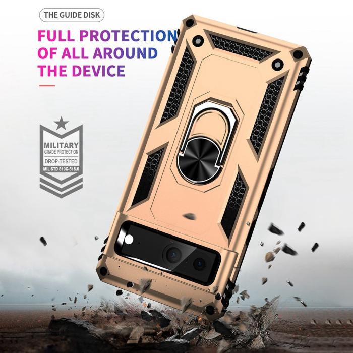 Bild 5,  Google Pixel 7 Skal Shockproof Hybrid Ring Armor Guld - Teknikhallen.se