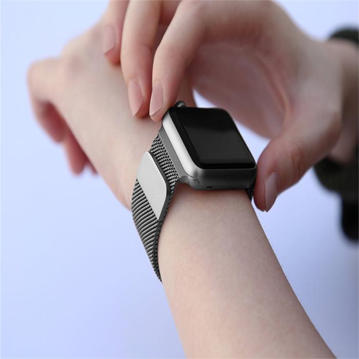 Bild 4,  Milanese Loop Metall Armband Apple Watch 42/44/45/46/49 mm Grå - Teknikhallen.se