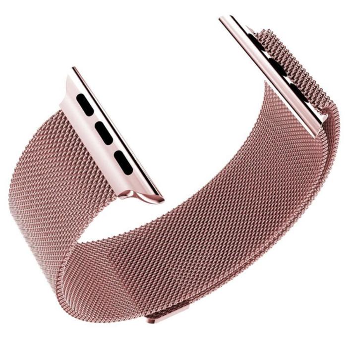 Bild 4,  Milanese Loop Metall Armband Apple Watch 42/44/45/46/49 mm Rosa - Teknikhallen.se