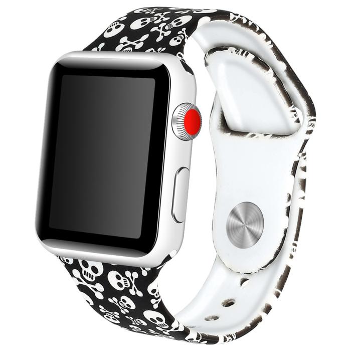 Bild 2,  Silikon Armband Apple Watch 42/44/45/46/49 mm Döskallar - Teknikhallen.se