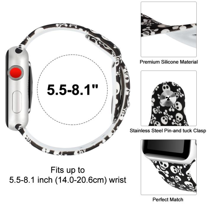 Bild 3,  Silikon Armband Apple Watch 42/44/45/46/49 mm Döskallar - Teknikhallen.se