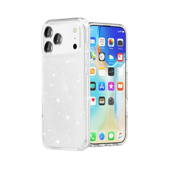 Bild 5,  iPhone 17 Pro Skal Hybrid Glitter Vit - Teknikhallen.se
