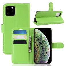  iPhone 11 Pro - Litchi Pl&aring;nboksfodral - Gr&ouml;n - Teknikhallen.se