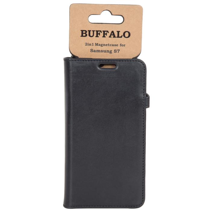 Bild 2, Buffalo Buffalo Samsung Galaxy S7 Fodral 2in1 Äkta Läder Svart - Teknikhallen.se