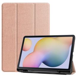  Samsung Galaxy Tab S7 / Tab S8 Fodral Tri-Fold Pennhållare Roséguld - Teknikhallen.se