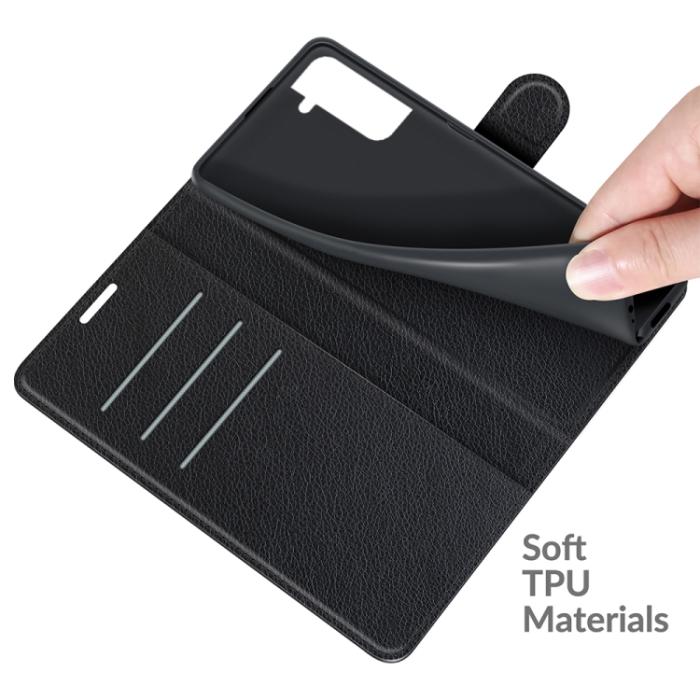Bild 6,  Samsung Galaxy S22 Fodral Litchi Textur Svart - Teknikhallen.se
