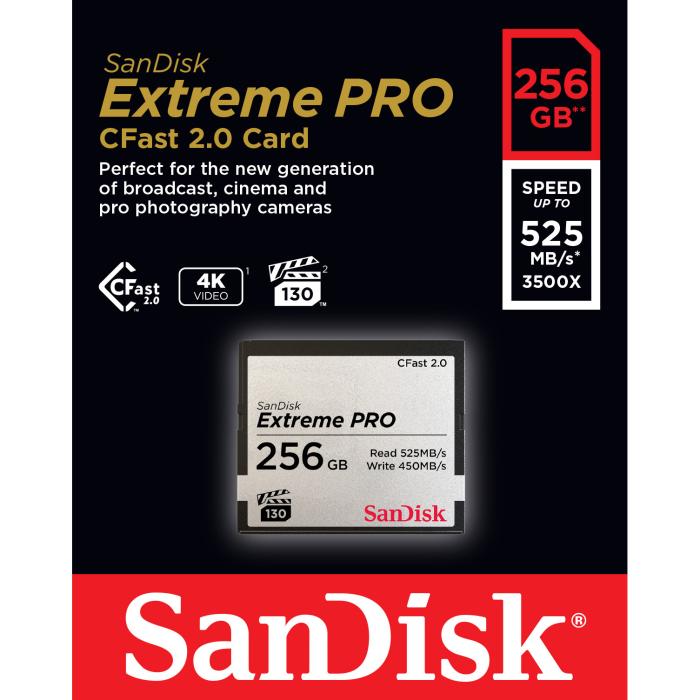 Bild 2, SanDisk SanDisk Cfast 2.0 Extreme Pro 256 GB 525MB/s VPG130 - Teknikhallen.se