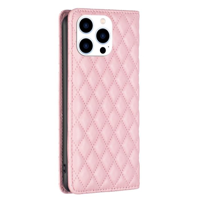 Bild 6, BINFEN BINFEN iPhone 16 Pro Fodral Diamond Flip Läder Rosa - Teknikhallen.se