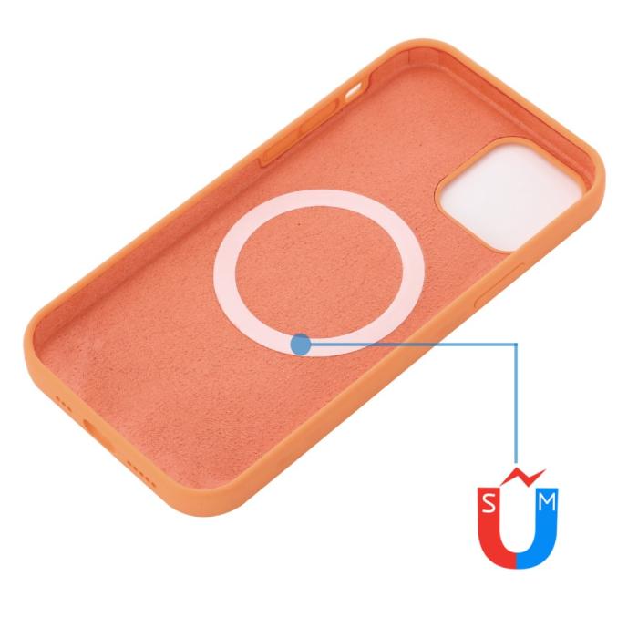 Bild 4,  iPhone 13 Skal MagSafe Liquid Silikon Orange - Teknikhallen.se