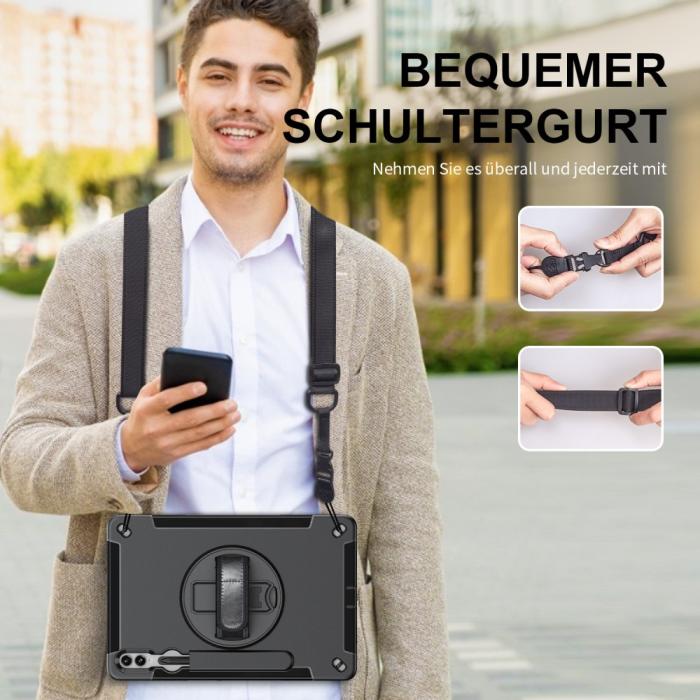 Bild 5,  Samsung Galaxy Tab S9 Plus Skal 360 Rotation Shockproof Med Rem - Teknikhallen.se