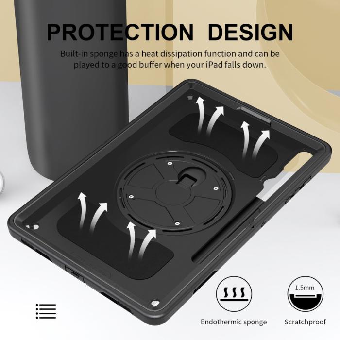Bild 6,  Samsung Galaxy Tab S9 Plus Skal 360 Rotation Shockproof Med Rem - Teknikhallen.se