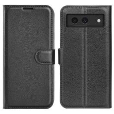  Google Pixel 8A Litchi L&auml;der Fodral Svart - Teknikhallen.se