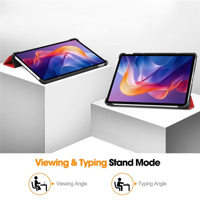 Bild 4,  Xiaomi Redmi Pad 2 Fodral Tri-Fold Röd - Teknikhallen.se