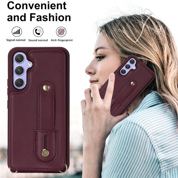 Bild 6,  Samsung Galaxy S26 Skal Multifunktionellt Läder Vinröd - Teknikhallen.se