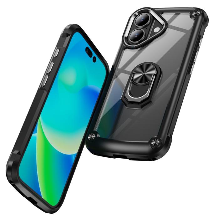 Bild 2,  iPhone 16 Skal Shockproof Ring Hybrid Svart - Teknikhallen.se