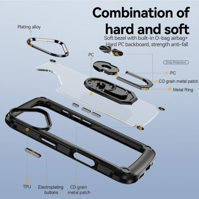 Bild 4,  iPhone 16 Skal Shockproof Ring Hybrid Svart - Teknikhallen.se