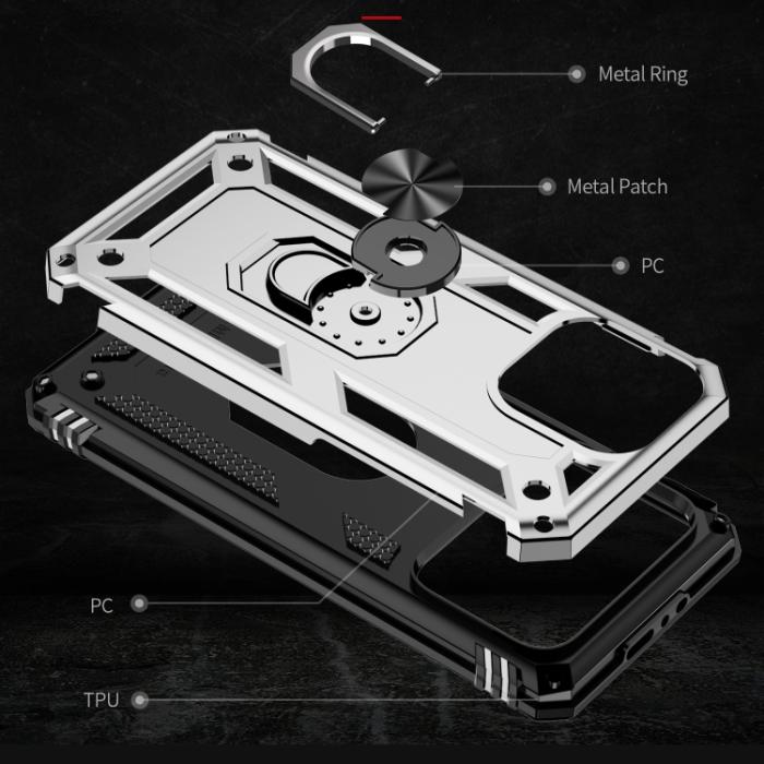 Bild 5,  iPhone 15 Pro Max Skal Shockproof Armor Ring Silver - Teknikhallen.se