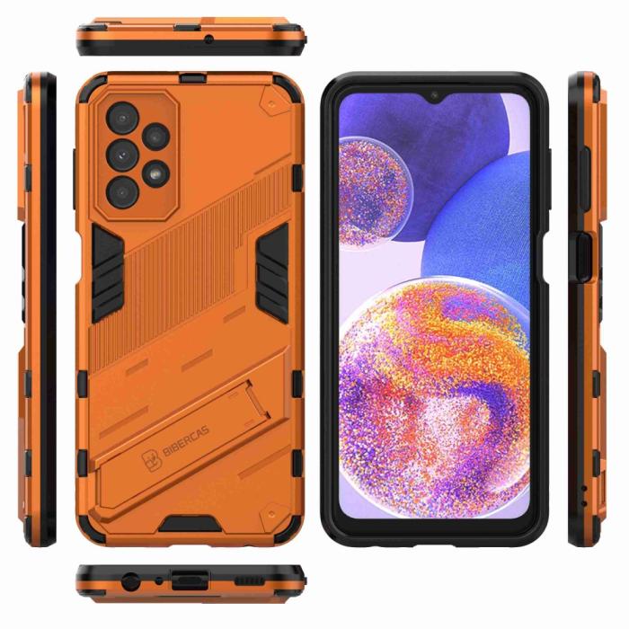 Bild 5,  Samsung Galaxy A23 5G Skal Shockproof Hybrid Kickstand Orange - Teknikhallen.se