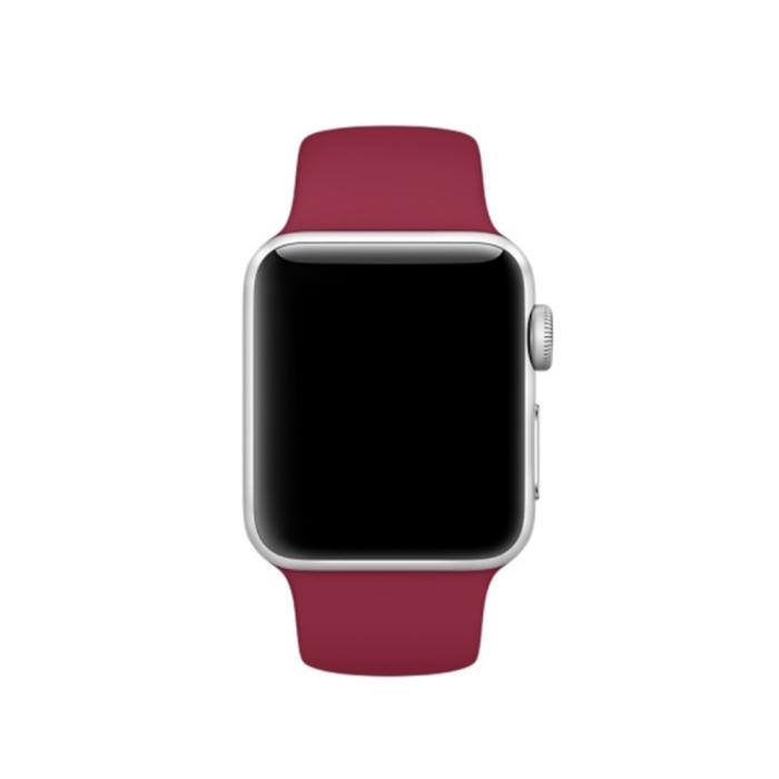 Bild 2,  Silikon Armband Apple Watch 42/41/40/38 mm (M/L) - Vinröd - Teknikhallen.se