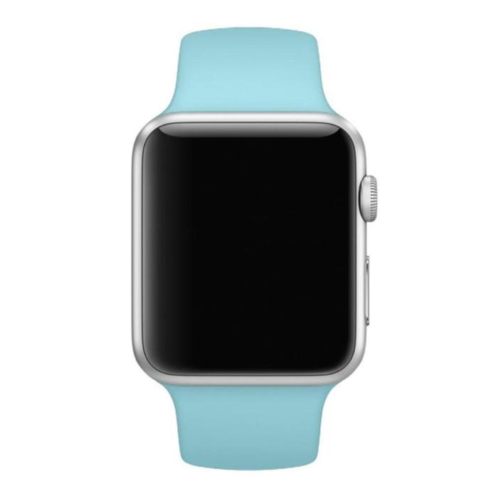 Bild 3,  Silikon Armband Apple Watch 42/41/40/38 mm (M/L) - Cyan - Teknikhallen.se