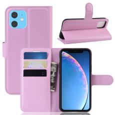  iPhone 11 - Litchi Pl&aring;nboksfodral - Ljus Rosa - Teknikhallen.se