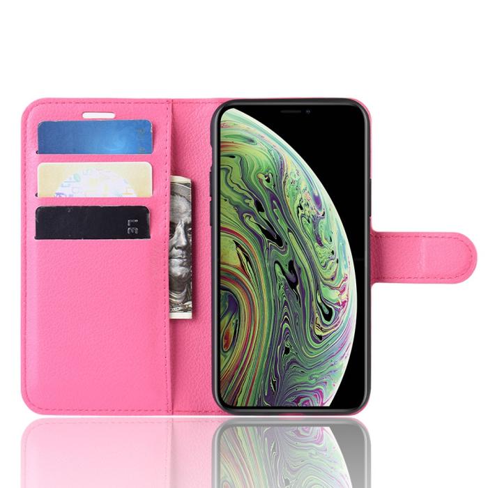 Bild 4,  iPhone 11 Pro - Litchi Plånboksfodral - Rosa - Teknikhallen.se