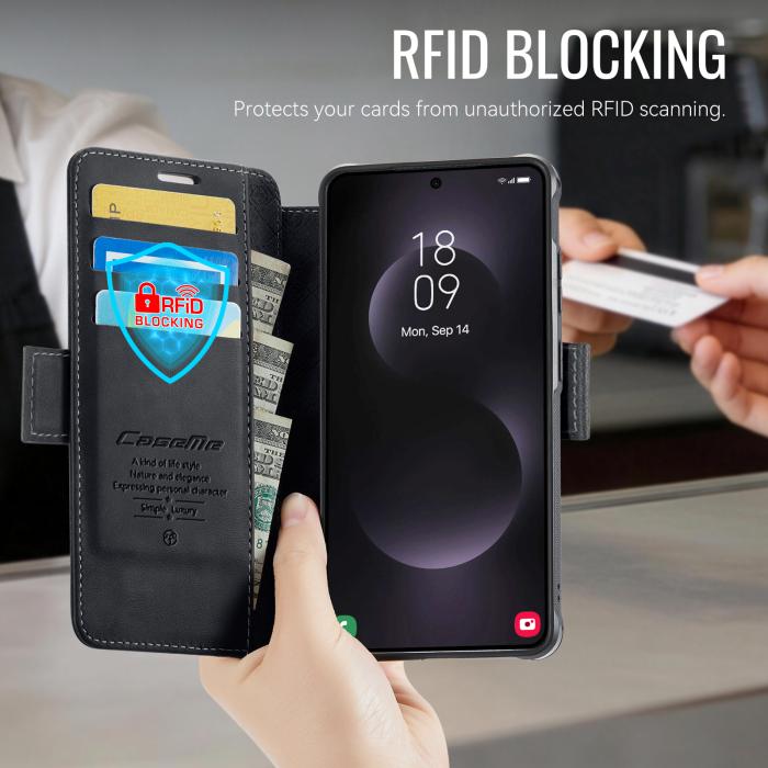 Bild 4, CASEME CASEME Samsung Galaxy S25 Ultra Skal RFID Plånbok Svart - Teknikhallen.se