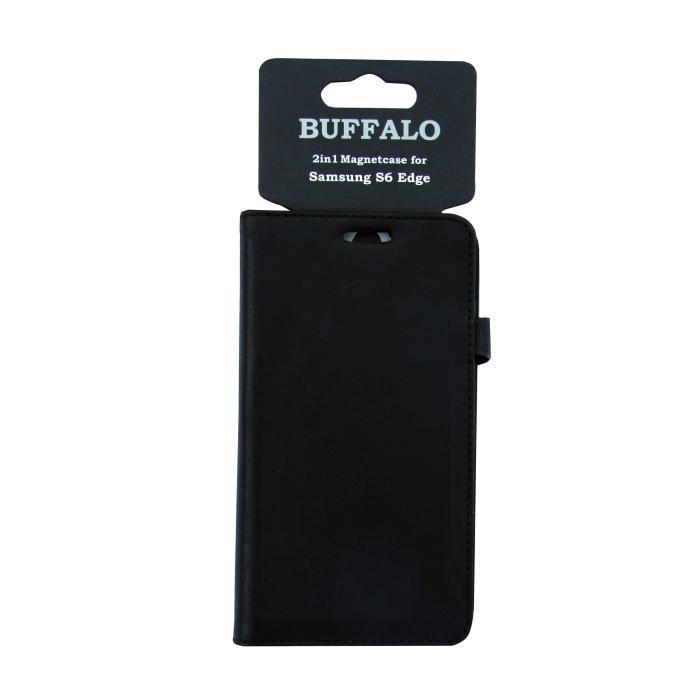 Bild 2, Buffalo Buffalo Samsung Galaxy S6 Edge Fodral 2in1 Äkta Läder Svart - Teknikhallen.se