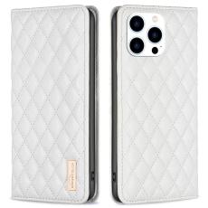 BINFEN BINFEN iPhone 16 Pro Fodral Diamond Flip L&auml;der Vit - Teknikhallen.se