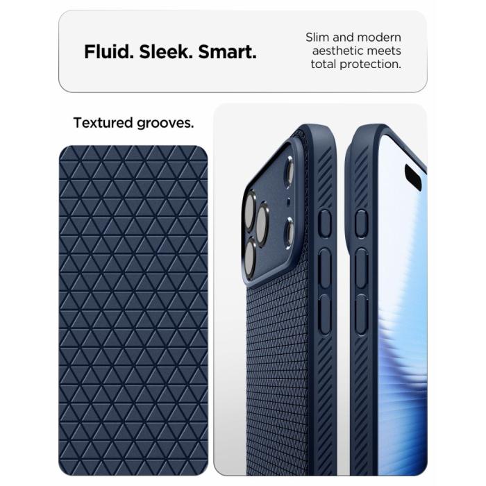 Bild 6, Spigen Spigen iPhone 18 Pro / 17 Pro Skal Liquid Air Marinblå - Teknikhallen.se