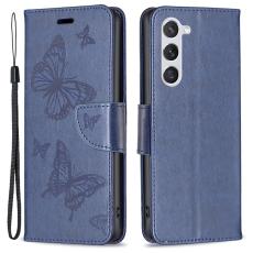  Samsung Galaxy S23 Fodral Med Fj&auml;ril Tryck M&ouml;rk Bl&aring; - Teknikhallen.se
