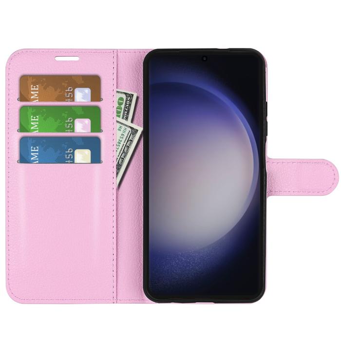 Bild 2,  Samsung Galaxy S24 Ultra Fodral Läder Litchi Ljus Rosa - Teknikhallen.se