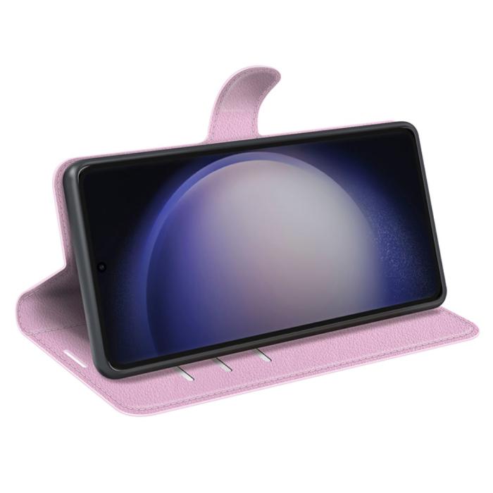 Bild 3,  Samsung Galaxy S24 Ultra Fodral Läder Litchi Ljus Rosa - Teknikhallen.se