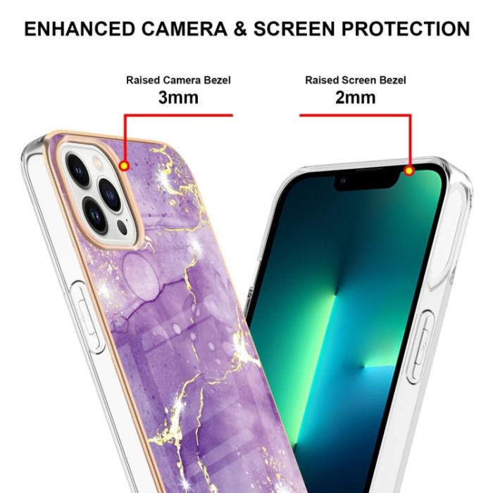 Bild 4,  iPhone 14 Pro Skal Marmor Electroplate TPU - Teknikhallen.se