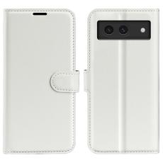  Google Pixel 8A Litchi L&auml;der Fodral Vit - Teknikhallen.se