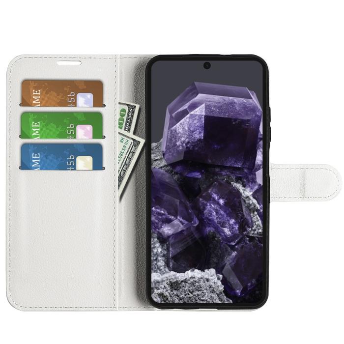 Bild 2,  Google Pixel 8A Litchi Läder Fodral Vit - Teknikhallen.se