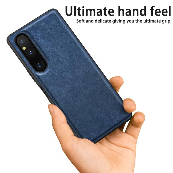 Bild 2,  Sony Xperia 1 V Skal Retro Läder Blå - Teknikhallen.se