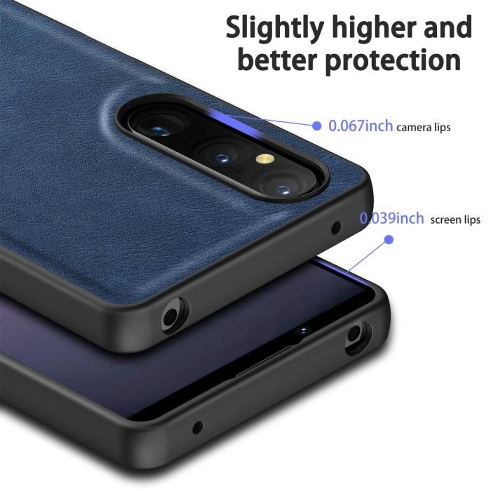 Bild 4,  Sony Xperia 1 V Skal Retro Läder Blå - Teknikhallen.se