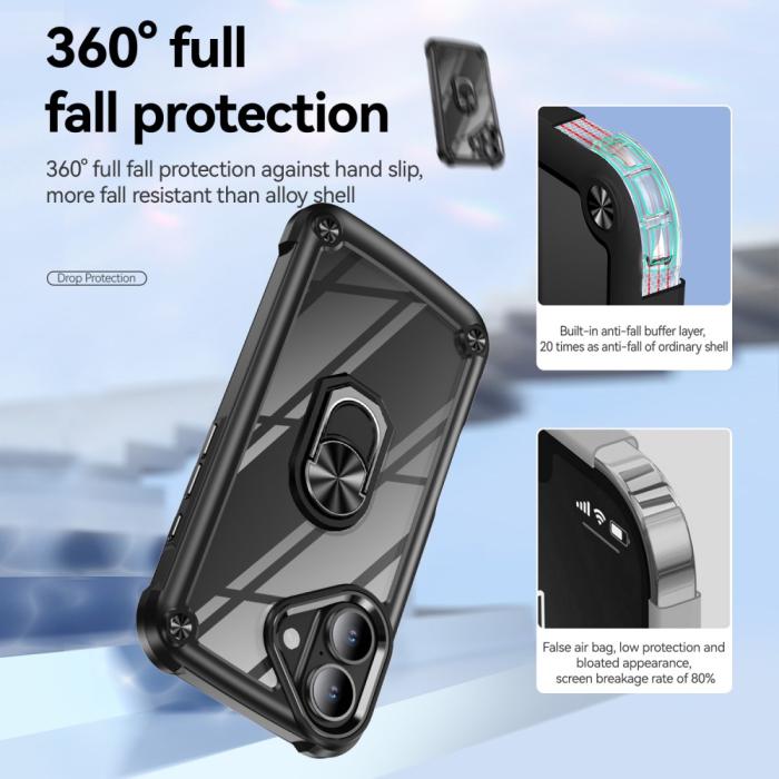 Bild 5,  iPhone 16 Skal Shockproof Ring Hybrid Svart - Teknikhallen.se