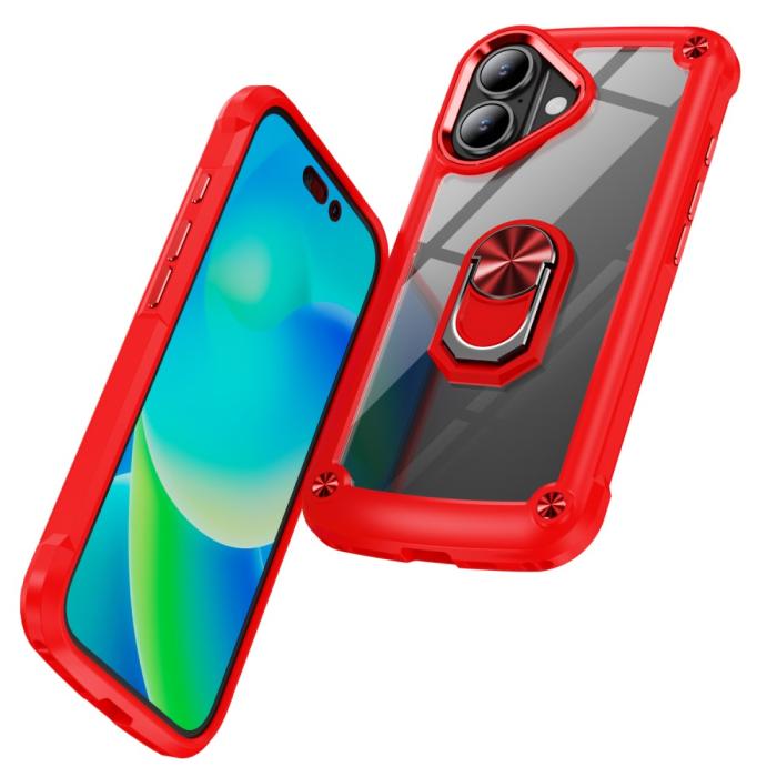 Bild 2,  iPhone 16 Skal Shockproof Ring Hybrid Röd - Teknikhallen.se