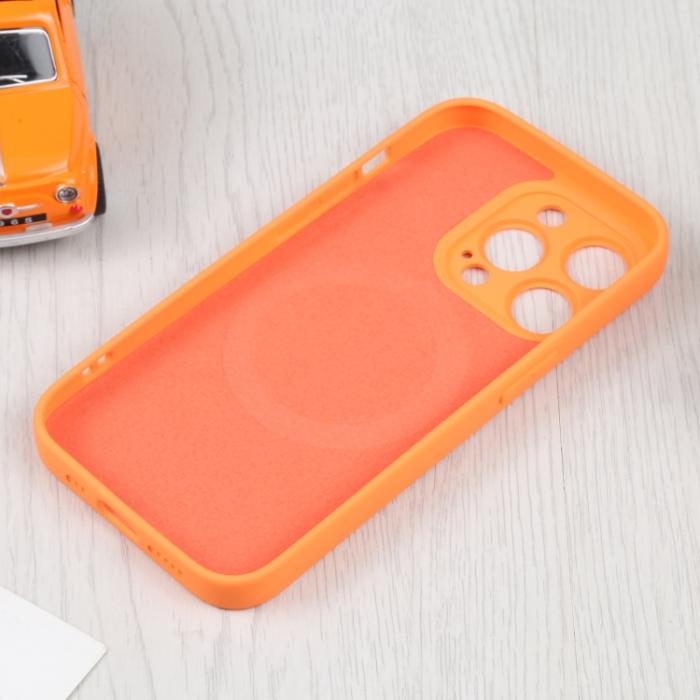 Bild 5,  iPhone 15 Pro Skal MagSafe Liquid Silikon Orange - Teknikhallen.se