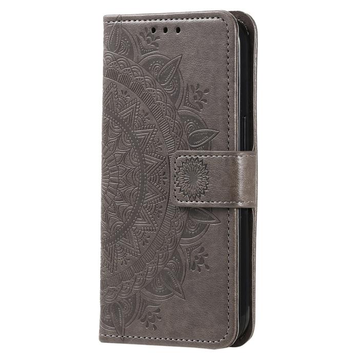 Bild 5,  Xiaomi 12T / 12T Pro Fodral Mandala Läder Grå - Teknikhallen.se