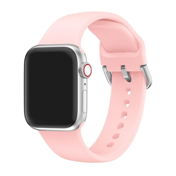 Bild 2,  Silikon Armband Apple Watch 42/41/40/38 mm - Ljus Rosa - Teknikhallen.se