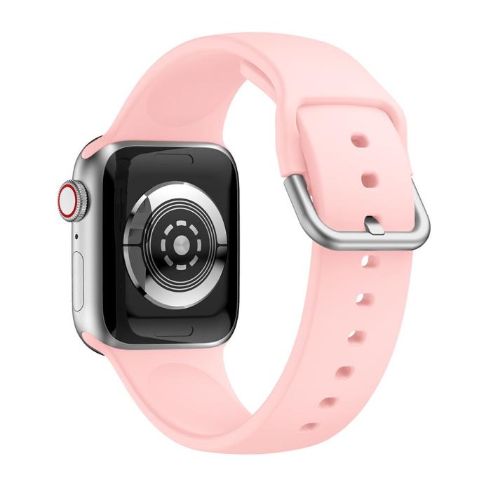 Bild 3,  Silikon Armband Apple Watch 42/41/40/38 mm - Ljus Rosa - Teknikhallen.se