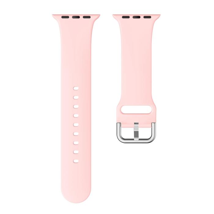 Bild 4,  Silikon Armband Apple Watch 42/41/40/38 mm - Ljus Rosa - Teknikhallen.se