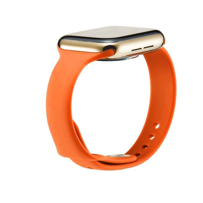 Bild 3,  Silikon Armband Apple Watch 42/41/40/38 mm - Orange - Teknikhallen.se