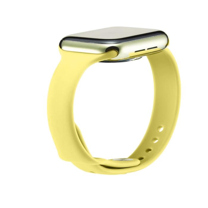 Bild 3,  Silikon Armband Apple Watch 42/41/40/38 mm - Gul - Teknikhallen.se