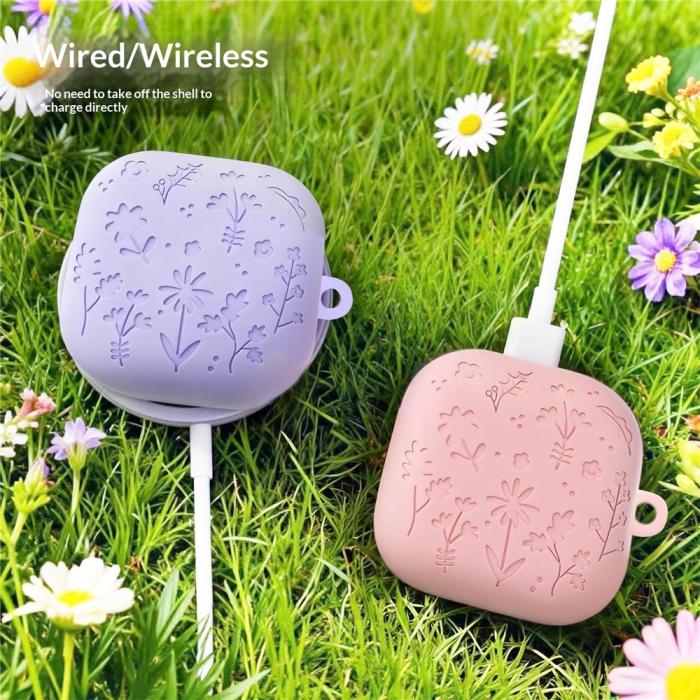 Bild 4,  Samsung Galaxy Buds 4 / 4 Pro Skal Silikon Blommigt Tryck Rosa - Teknikhallen.se