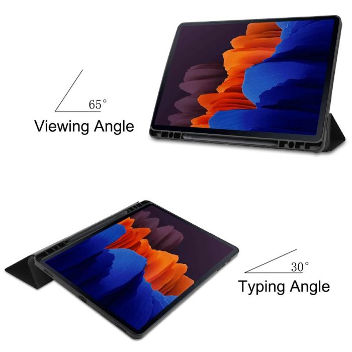 Bild 5,  Samsung Galaxy Tab S7 Plus / Tab S8 Plus Fodral Tri-Fold Pennhållare - Teknikhallen.se