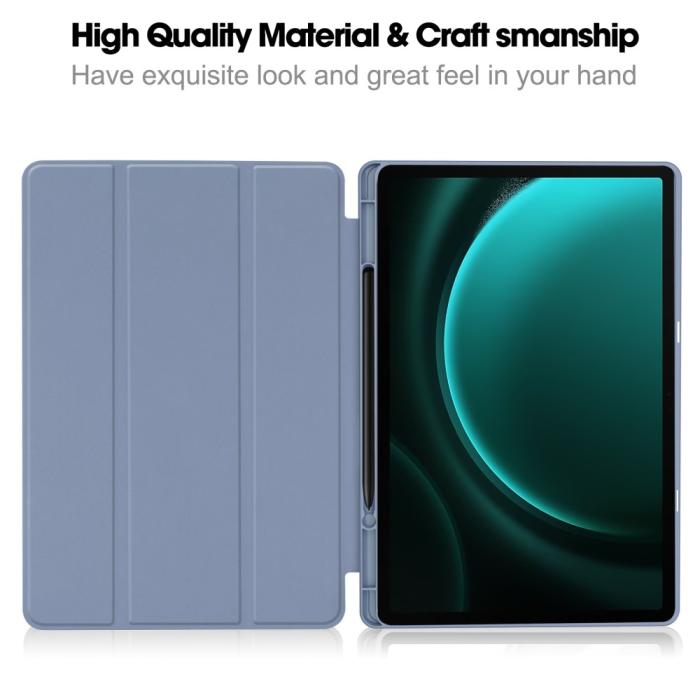 Bild 2,  Galaxy Tab S9 FE Plus Fodral Tri-Fold Pennhållare Lila - Teknikhallen.se